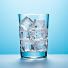 A glass of ice-cold water gleamed with clarity, its surface adorned with glistening condensation. Generative AI.