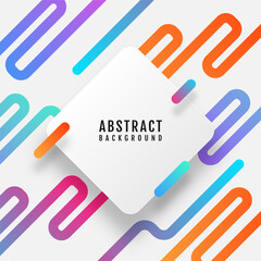 3D white square background overlap layer on bright space with colorful lines shape effect decoration. Modern graphic design element stripes style concept for web, poster, flyer, card or brochure cover