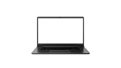 Isolated laptop with blank screen cut out. Laptop with transparent display