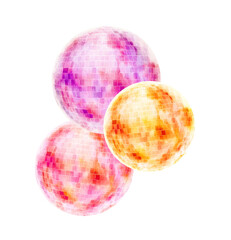 Colorful disco ball watercolor illustration. - 740792530