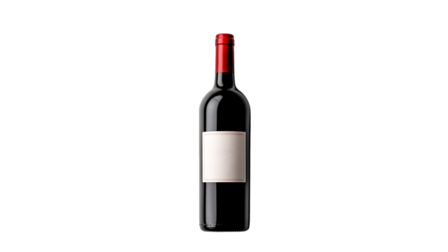 Isolated wine bottle cut out. Wine bottle mockup on transparent background