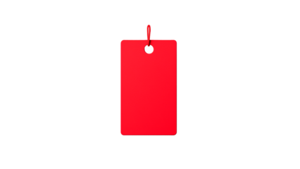 Red price tag cut out. Isolated red sale price label on transparent background