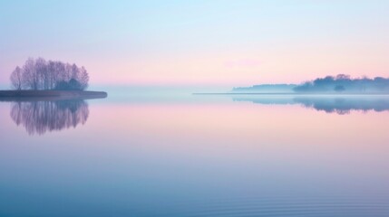 Fototapeta premium Serene Misty Lake at Dawn