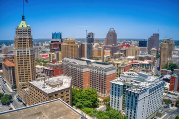 Aerial View of San Antonio, Texas during Summer - obrazy, fototapety, plakaty