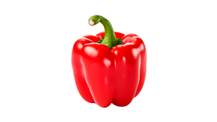Red bell pepper cut out. Isolated red pepper vegetable on transparent background