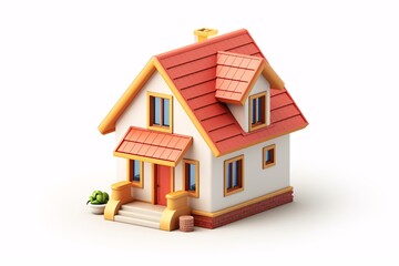 A minimalist 3d home design for app and web interfaces, featuring a plastic rendering of a house on a white background. 3d cartoon illustration representing safety and defense.