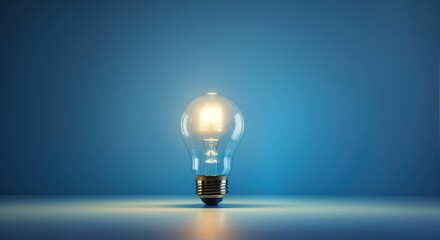 Lightbulb illuminating a blue background