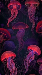 A Group of Jellyfish Floating in the Ocean