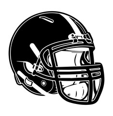 Fototapeta premium American Football Helmet monochrome vector illustration.