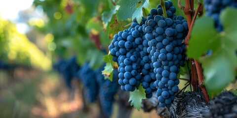 Sampling of crimson Bordeaux vintage Merlot or Cabernet Sauvignon crimson grape varieties on premium vineyards in Pomerol Saint-Emilion wine production region France Bordeaux. - obrazy, fototapety, plakaty