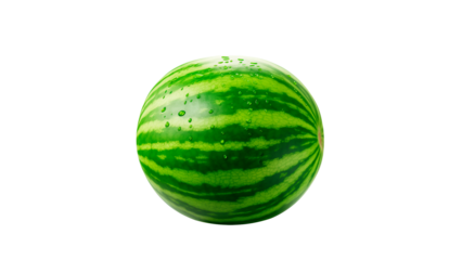 Watermelon fruit cut out. Isolated whole watermelon on transparent background