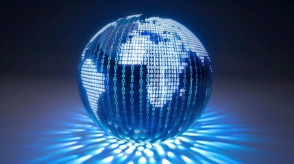 Fototapeta na wymiar illustration of A globe constructed from binary code, symbolizing the digital world
