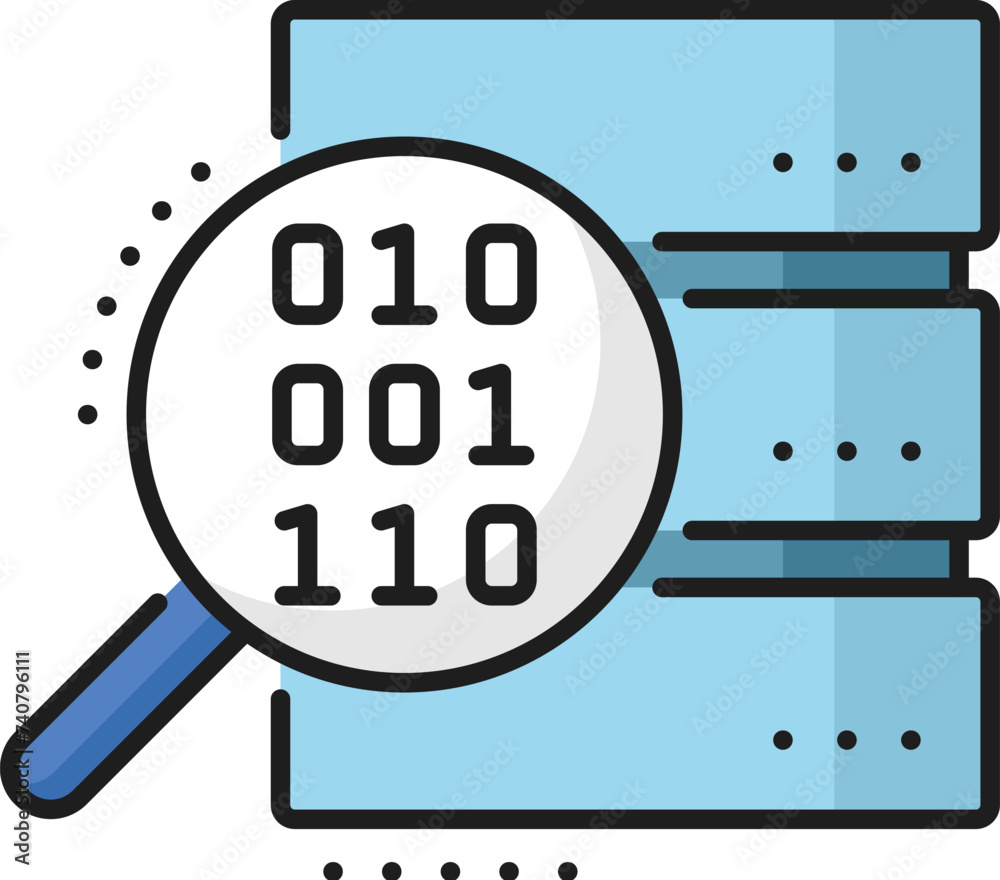 Aufkleber color database, server cloud storage line icon. network technology server service, hosting platform 