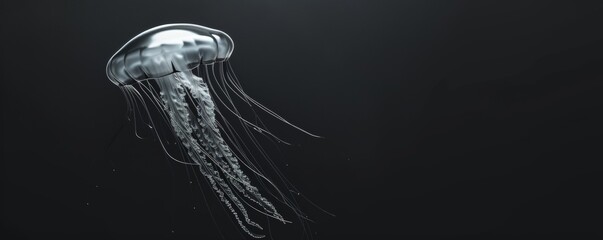 Black and White Photo of a Jellyfish