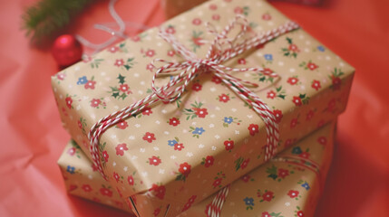 Fototapeta na wymiar gift box with red ribbon