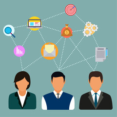 Flat Business Brainstorming Vector Illustration Pro Vector. Business discussion, meeting or brainstorm new idea. People Brainstorming for new idea, creative business ideas.
