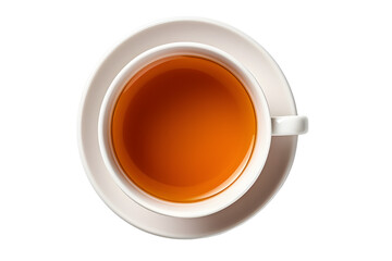 Top view cup of tea on transparent background