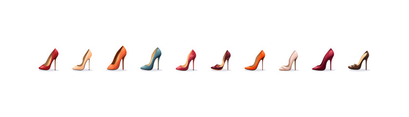 Women's high-heeled shoes set. Vector illustration design.