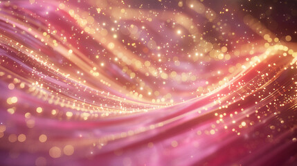 A vibrant holiday background with pink and gold hues adorned with scattered stars, creating a celestial atmosphere.