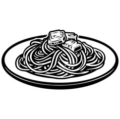 Fototapeta na wymiar Italian pasta Spaghetti on a plate vector