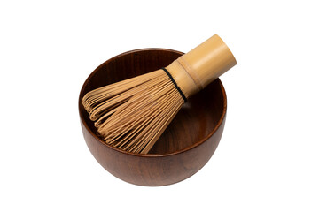 Bamboo crown and bamboo bowl isolated on a white background.