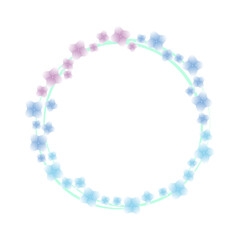 グラデーションの青と紫のさわやかな紫陽花フレーム