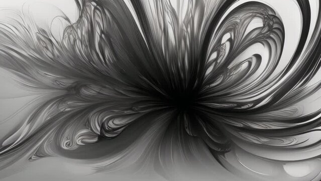  intricate black ink pattern that resembles an explosion or a blooming flower. The dark lines are tangled and intertwined, creating a sense of movement and chaos