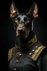 portrait of a dog wearing a costume