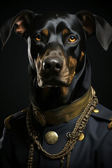 portrait of a dog wearing a costume