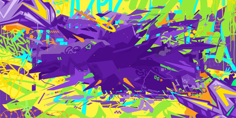 Trendy Abstract Colorful Urban Hip-Hop Graffiti Street Art Style Vector Background