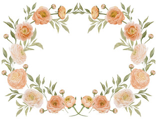 Watercolor floral frame