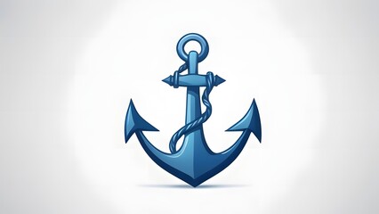 Blue Anchor Illustration on White Background, Nautical Theme Design