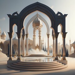 Fototapeta premium islamic ramadan podium with arabic style made with Generative AI 