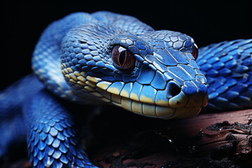 Closeup Face of Blue Viper Snake