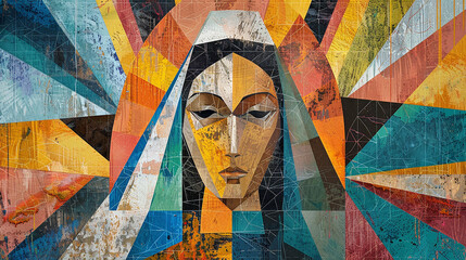 Abstrato Moderno Nossa Senhora Aparecida Triangulares - obrazy, fototapety, plakaty