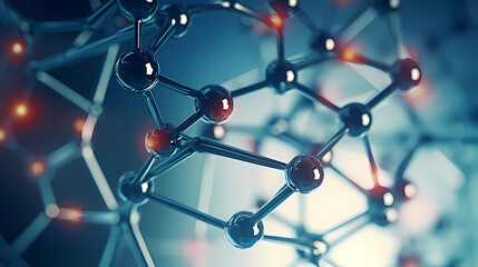 The network structure of chemical bonds at the molecular level consists of lines and dots, dots and connections