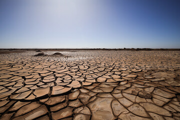 soil cracked by drought in Skeleton coast, Namibia