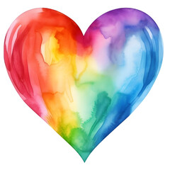 Watercolor rainbow heart transparent Background