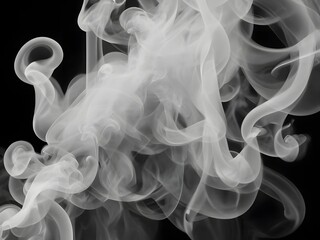 Ethereal White Smoke Waves on Dark Background, Abstract and Mysterious