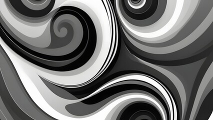 Monochrome Spiral Illusion, Abstract Black and White Art Design