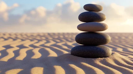 Afwasbaar Fotobehang Stenen in het zand zen stones on the beach