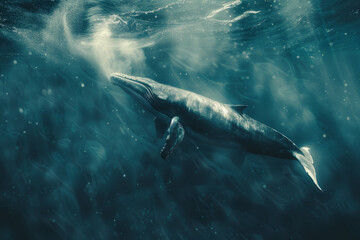 Humpback Whale Gliding Gracefully Underwater