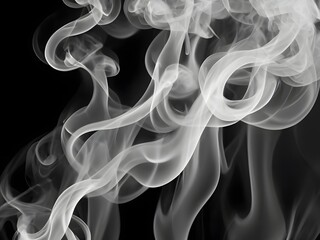Ethereal White Smoke Swirls on Dark Abstract Background