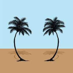 Palm tree coconut Clipart illustration vector design1