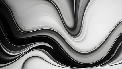 Elegant Black and White Swirls, Abstract Liquid Art, Modern Design