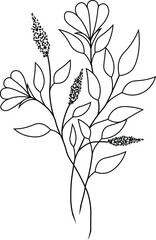 Illustration of Flower Silhouette with Flowers and Leaves vector