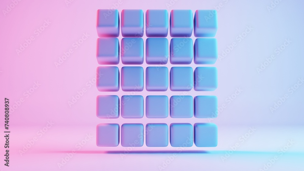Poster 3D background composed of soft cubes, creating a visually appealing and tactile environment..