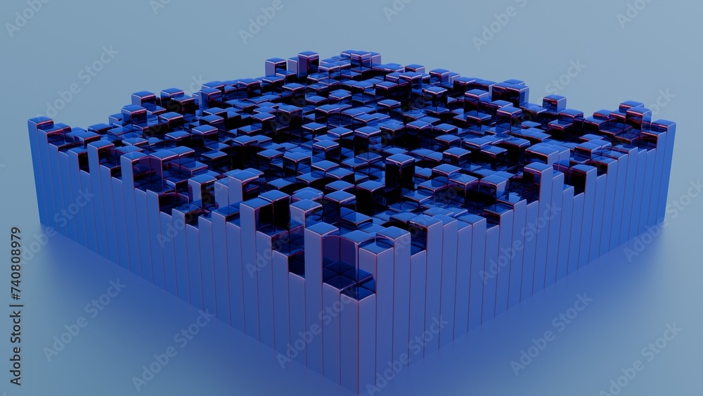 Poster an interpretation of quantum fluctuations, depicted as a dynamic, ever-changing 3d terrain....