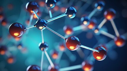 Abstract biotech innovation, dynamic digital background with molecular structure and technology elements