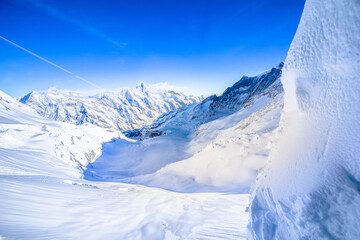 The Great Aletsch Glacier view from Jungfraujoch, the largest glacier in Alps